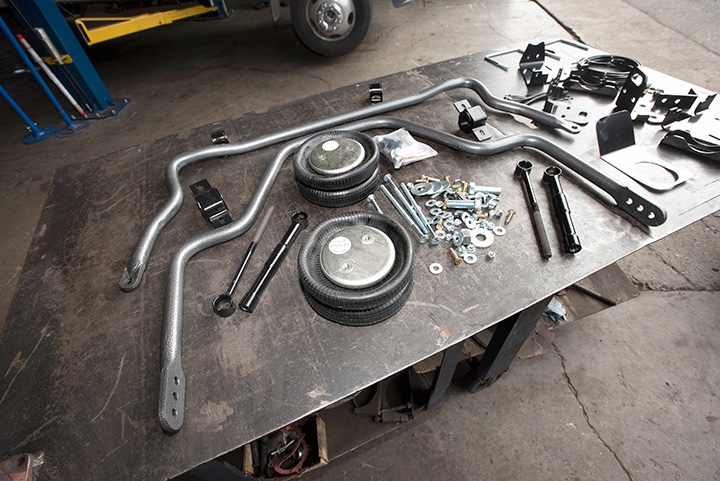 Big Wig sway bars and air springs installed on truck.