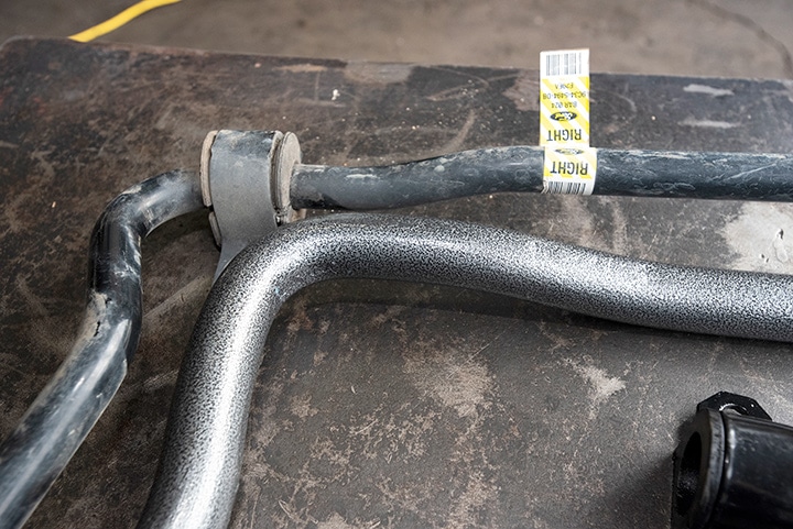 Hellwig heavy-duty sway bar installed on truck.
