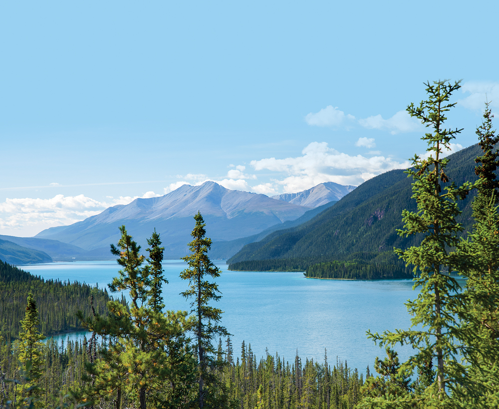 Only a few minutes’ drive from the Alaska Highway, northern British Columbia’s remarkably blue Muncho Lake has an eponymous provincial park with 30 dry campsites.
