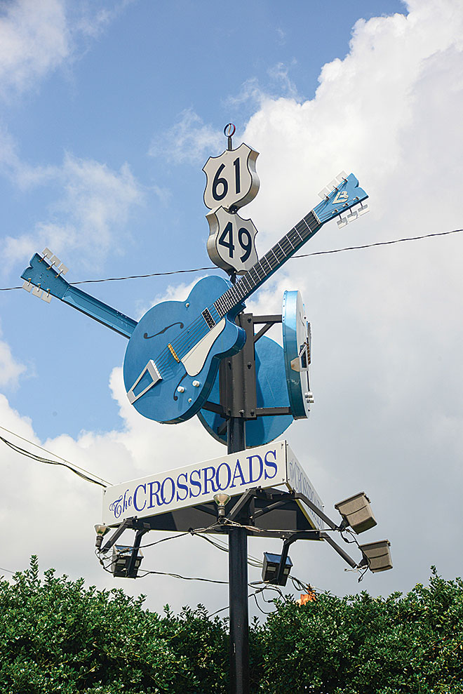 The famous “crossroads” at Clarksdale where blues legend Robert Johnson “sold his soul” for guitar wizardry.