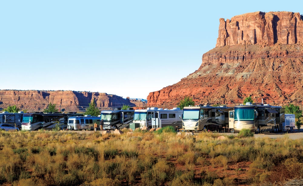 Archview RV Resort & Campground’s premium pull-through sites offer plenty of space for big rigs and their toys.