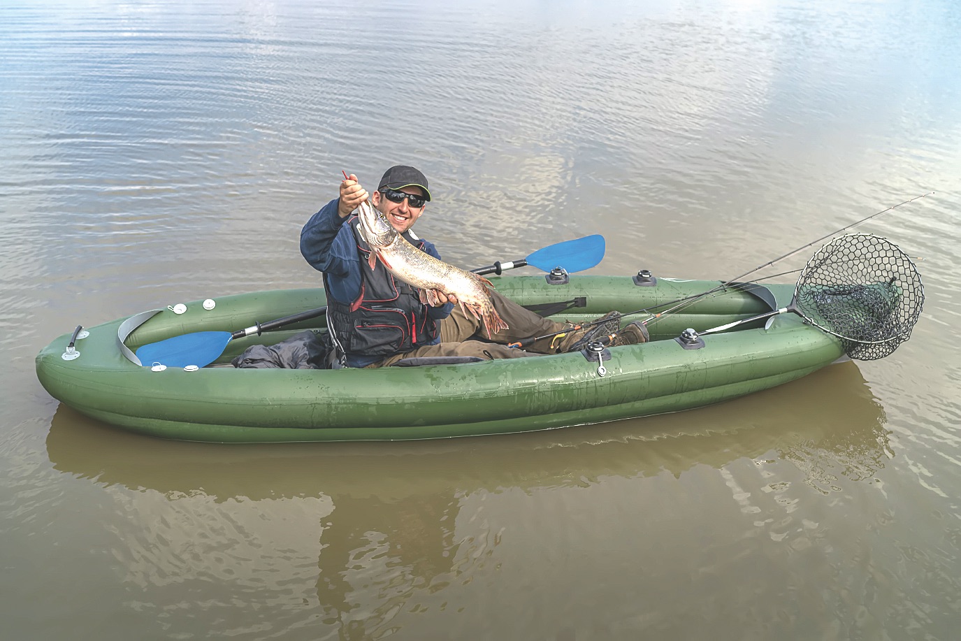 A Man Kayak fishing