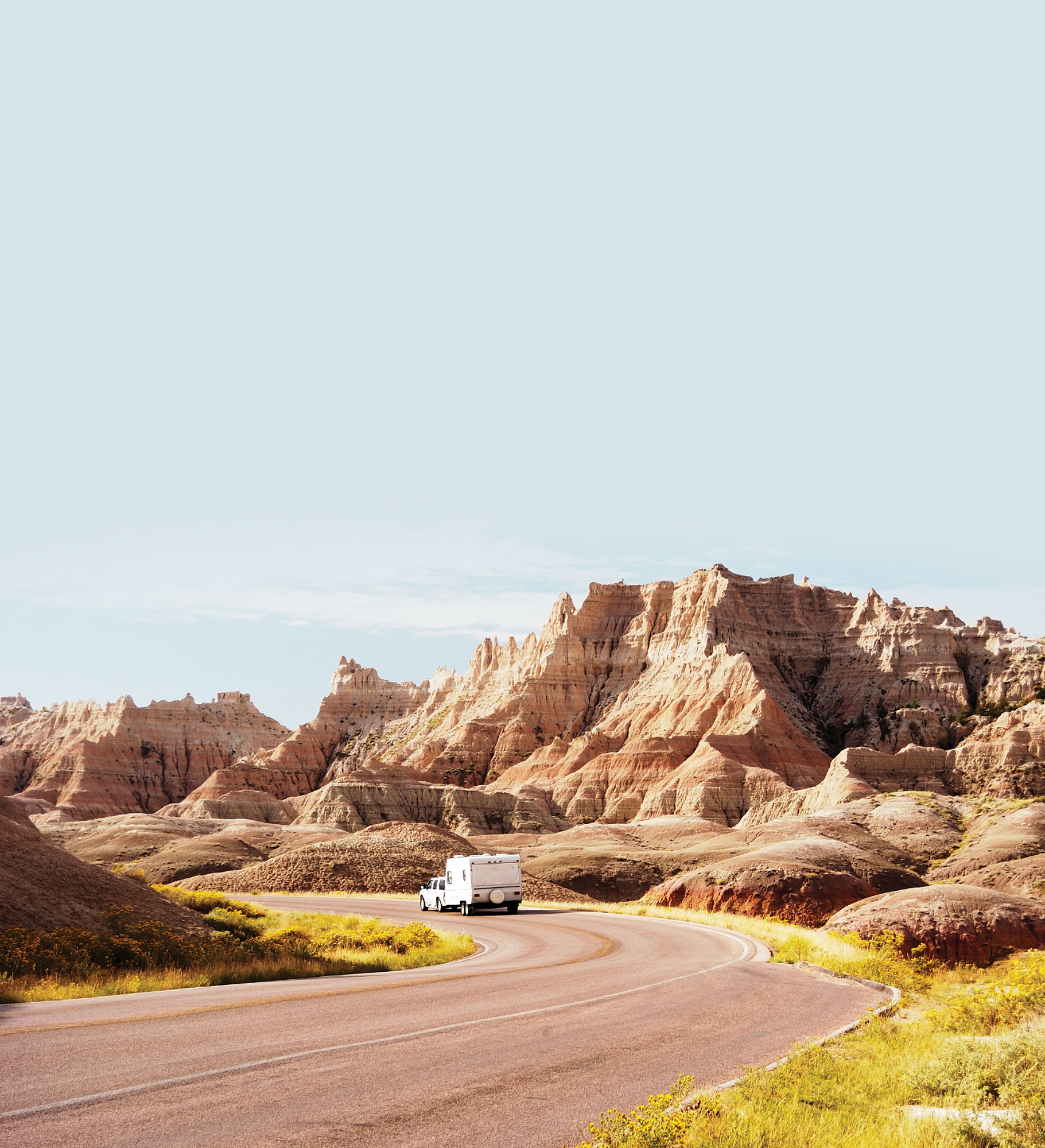 RV in the Badlands
